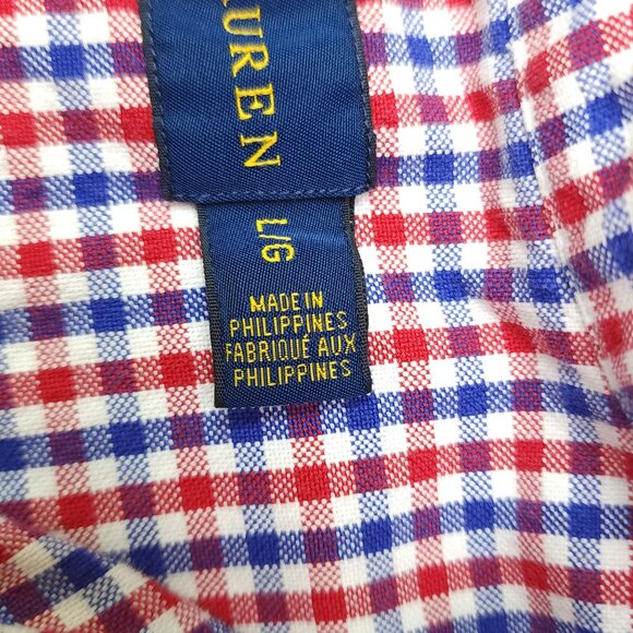 Ralph Lauren Gingham Check Button-Down Shirt Large  Mens Red & Blue - Picture 4 of 8